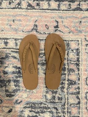 NEW (Never worn) Rainbow Tan Braid Flip Flops, SIZE Ladies Large (7.5-8.5)